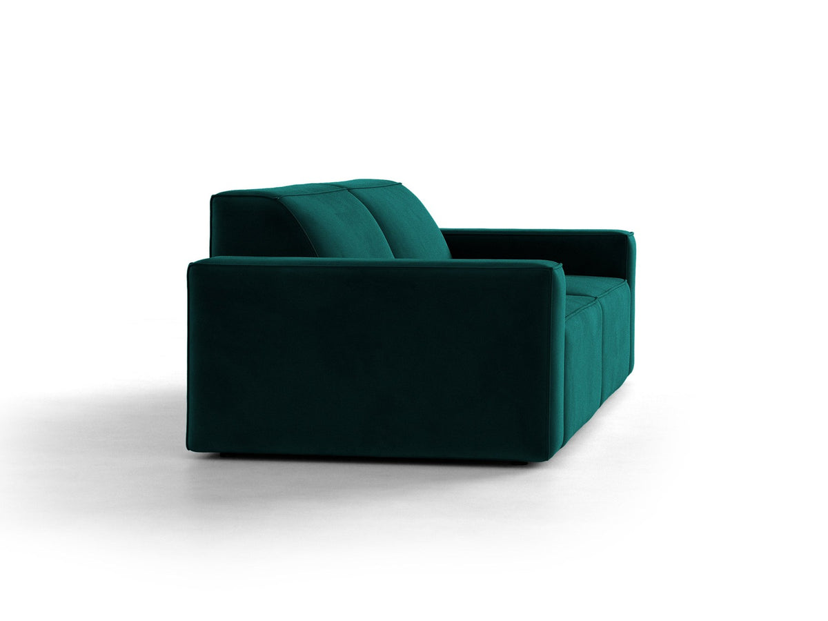 Jodie 3er Sofa von Micadoni in leichtem Beige mit Venus-Samtstoff, schwarzen Kunststoffbeinen und moderner, modularer Sitzform.