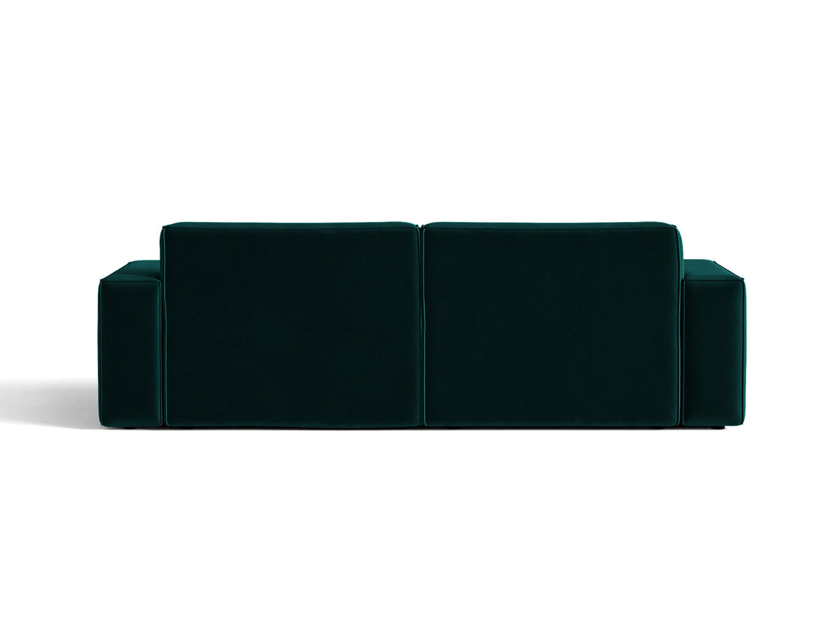 Jodie 3er Sofa von Micadoni in leichtem Beige mit Venus-Samtstoff, schwarzen Kunststoffbeinen und moderner, modularer Sitzform.