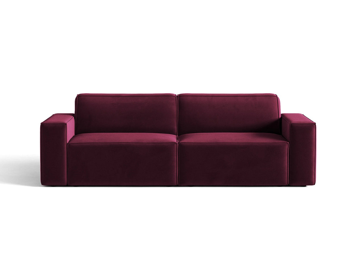 Jodie 3er Sofa von Micadoni in leichtem Beige mit Venus-Samtstoff, schwarzen Kunststoffbeinen und moderner, modularer Sitzform.