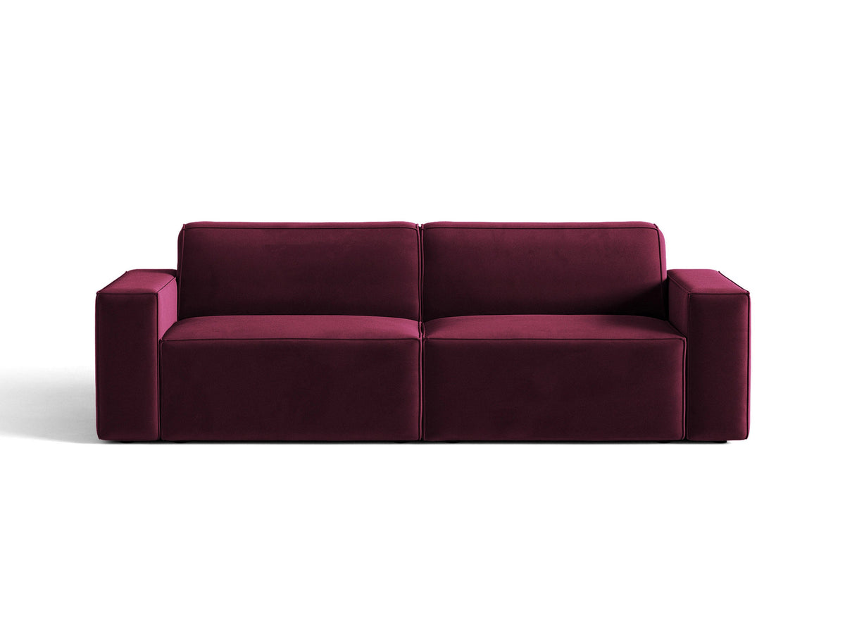 Jodie 3er Sofa von Micadoni in leichtem Beige mit Venus-Samtstoff, schwarzen Kunststoffbeinen und moderner, modularer Sitzform.