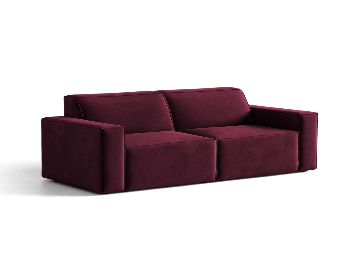 Jodie 3er Sofa von Micadoni in leichtem Beige mit Venus-Samtstoff, schwarzen Kunststoffbeinen und moderner, modularer Sitzform.