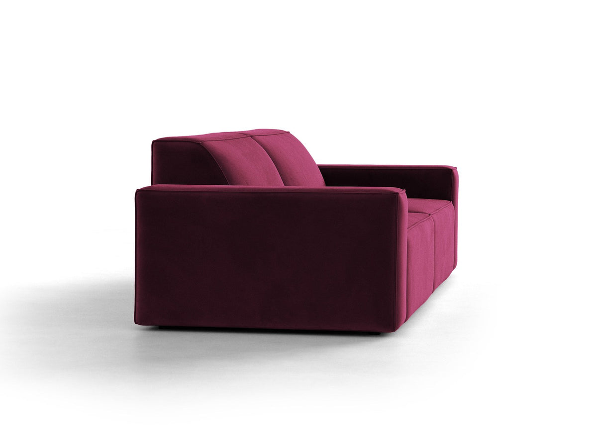 Jodie 3er Sofa von Micadoni in leichtem Beige mit Venus-Samtstoff, schwarzen Kunststoffbeinen und moderner, modularer Sitzform.