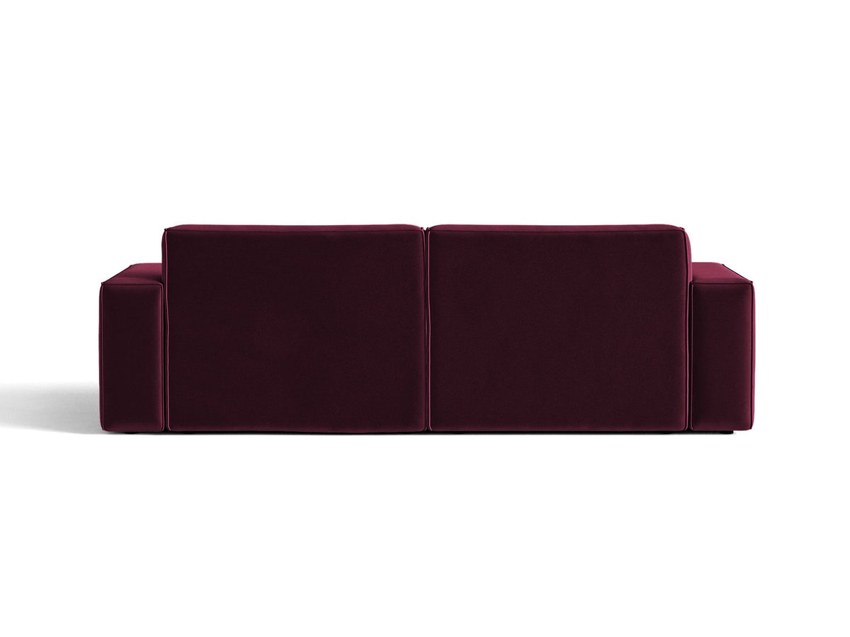 Jodie 3er Sofa von Micadoni in leichtem Beige mit Venus-Samtstoff, schwarzen Kunststoffbeinen und moderner, modularer Sitzform.