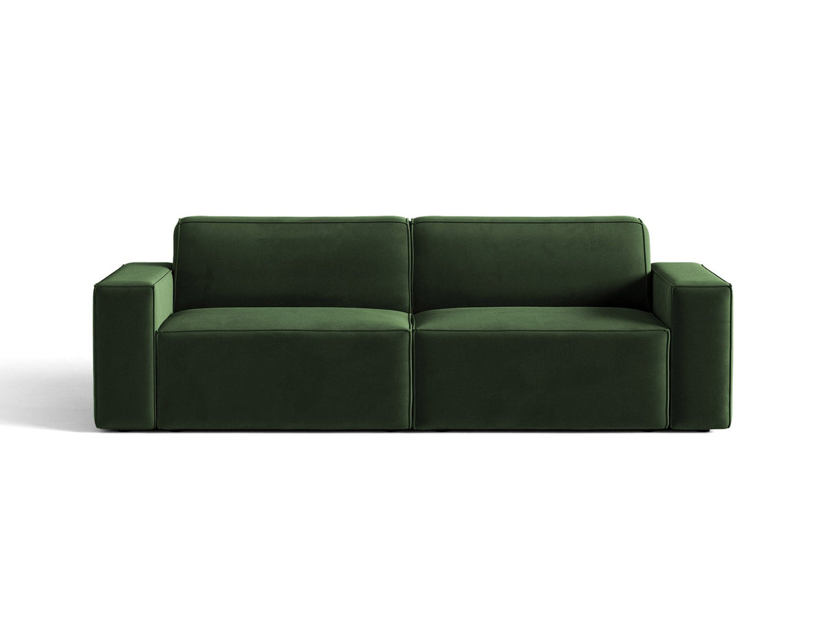 Jodie 3er Sofa von Micadoni in leichtem Beige mit Venus-Samtstoff, schwarzen Kunststoffbeinen und moderner, modularer Sitzform.