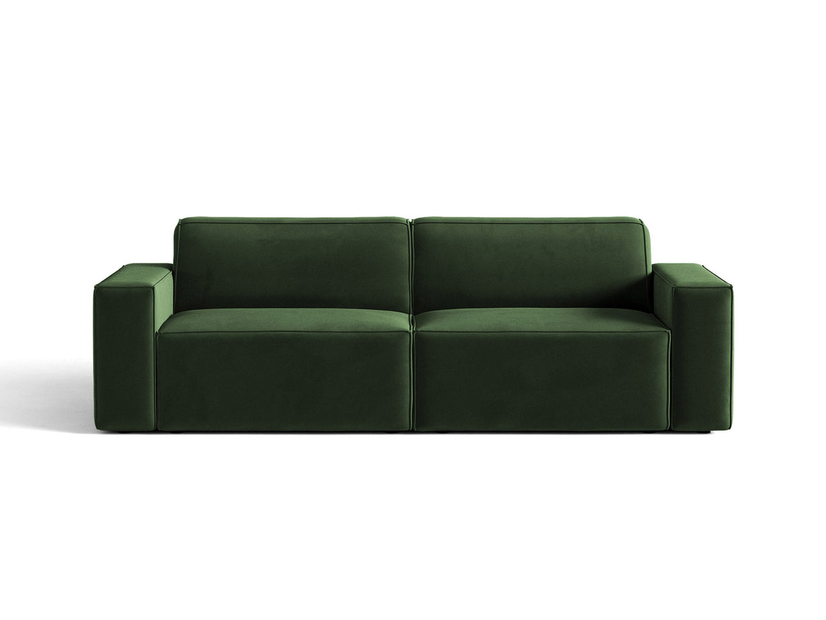 Jodie 3er Sofa von Micadoni in leichtem Beige mit Venus-Samtstoff, schwarzen Kunststoffbeinen und moderner, modularer Sitzform.