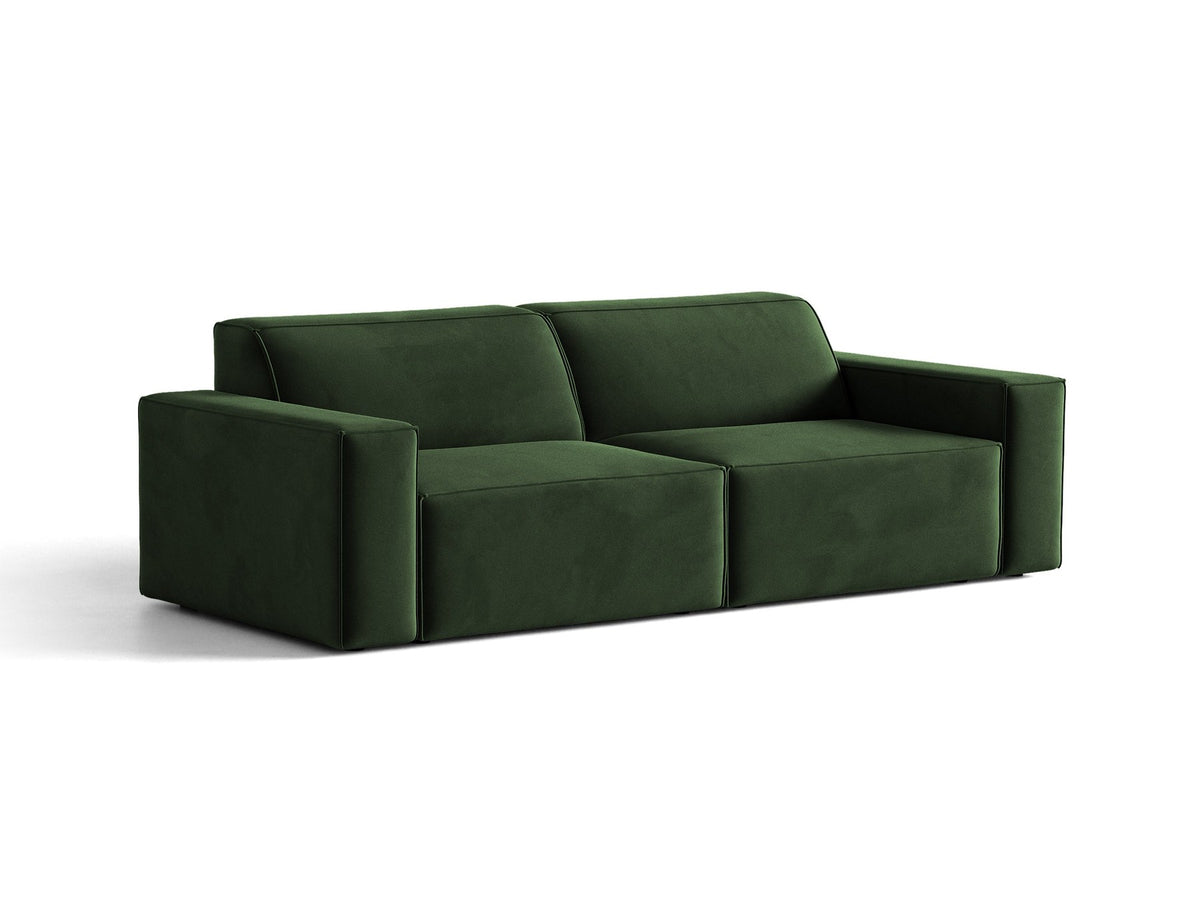 Jodie 3er Sofa von Micadoni in leichtem Beige mit Venus-Samtstoff, schwarzen Kunststoffbeinen und moderner, modularer Sitzform.
