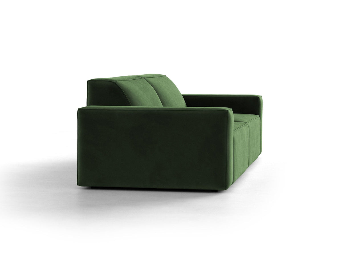 Jodie 3er Sofa von Micadoni in leichtem Beige mit Venus-Samtstoff, schwarzen Kunststoffbeinen und moderner, modularer Sitzform.