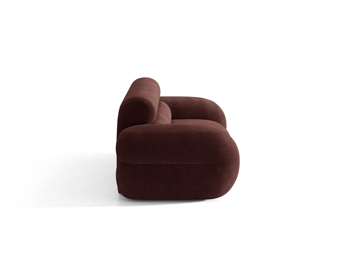 3er Sofa Neo von Micadoni in dunklem Olivgrün, mit strukturiertem Bouclé-Stoff, schwarzen Kunststoffbeinen und hoher gepolsterter Rückenlehne.
