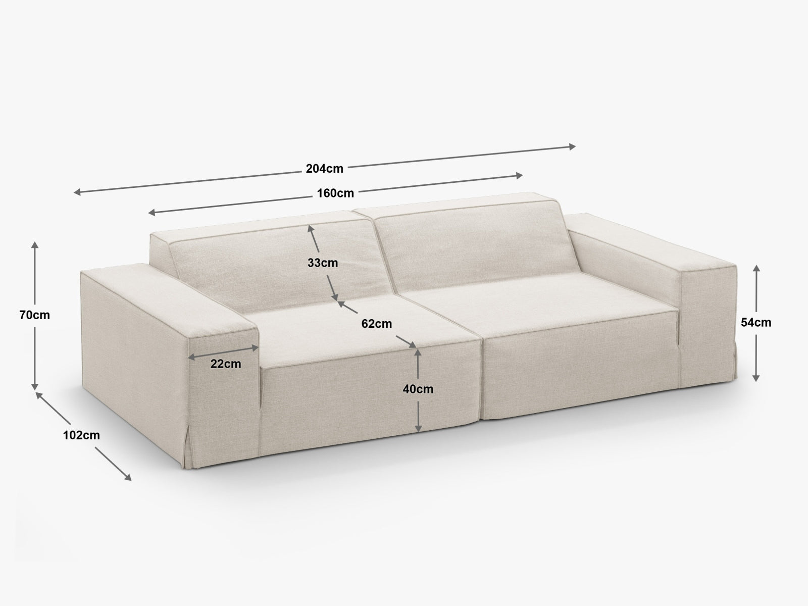 Jodie Modular Sofa 3 Sitzer in Warm grey präsentiert im Onlineshop von KAQTU Design AG. Modulares Sofa ist von Micadoni