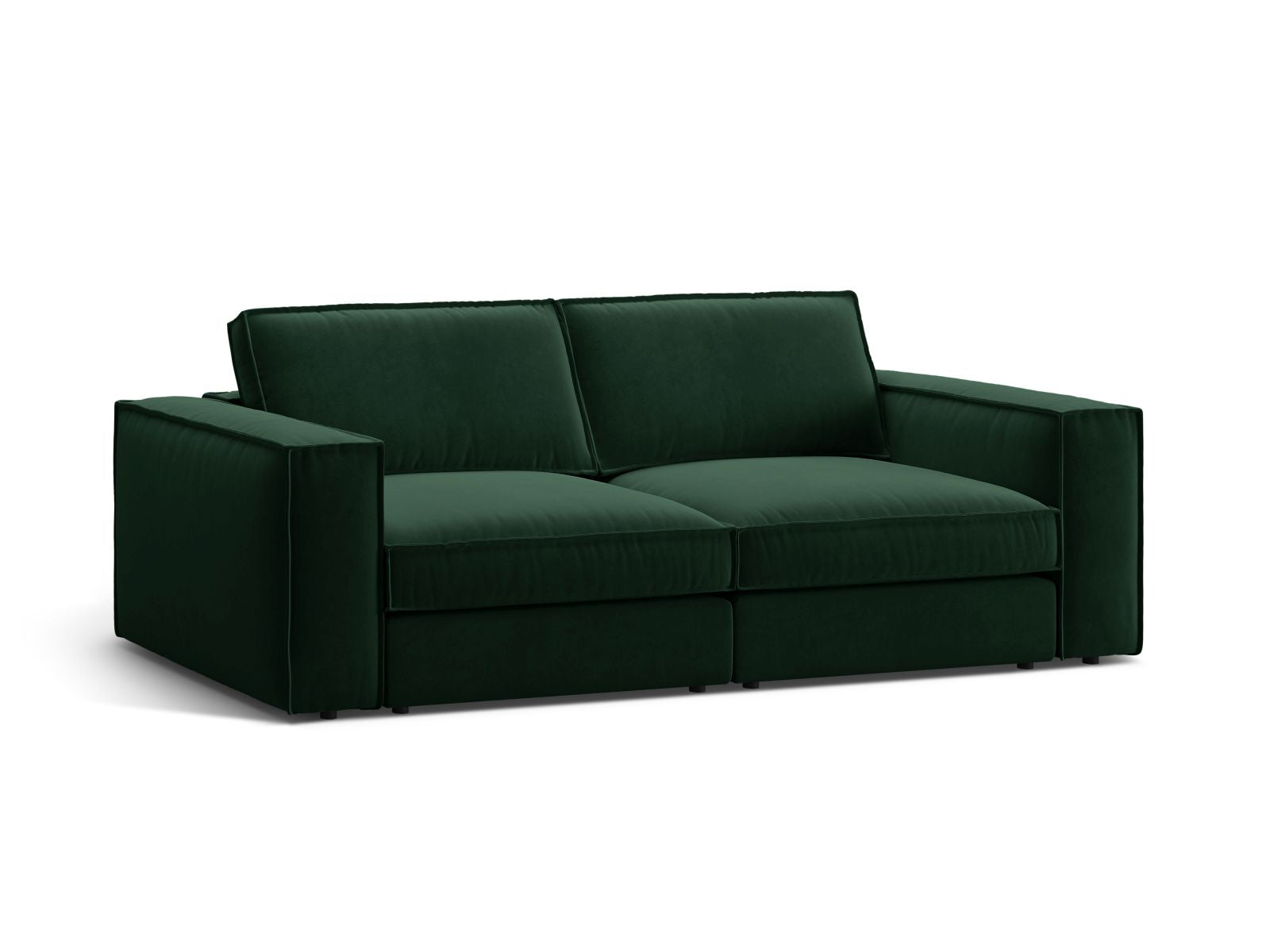 Elegantes 3-Sitzer Sofa Pola in Flaschengrün, modular und stilvoll, ideal für moderne Wohnräume, erhältlich bei KAQTU Design AG.
