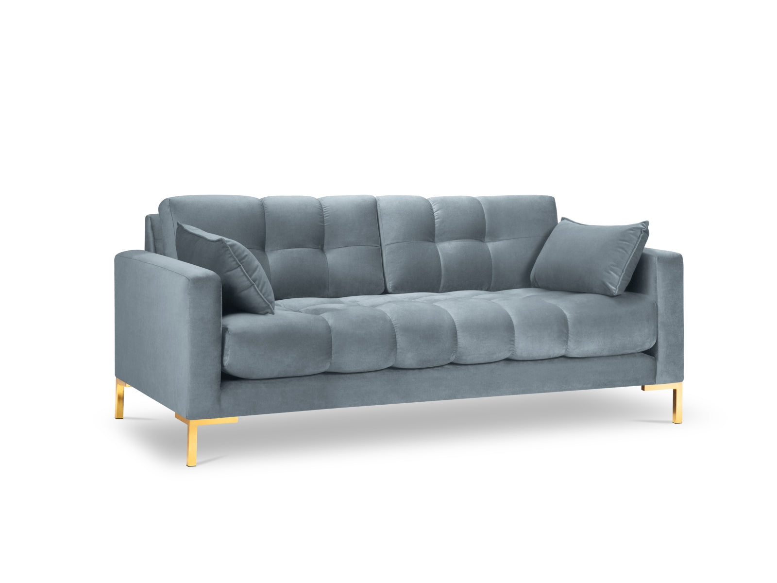 Mamaia Velour Sofa 3 Sitzer in Light Blue/Gold präsentiert im Onlineshop von KAQTU Design AG. 3er Sofa ist von Micadoni