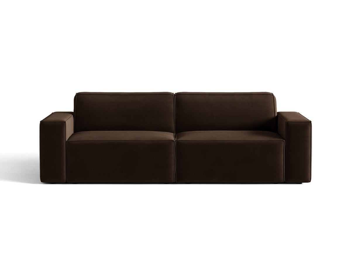 Jodie Velour modulares Sofa 3 Sitzer in Dark Brown-Bluvel präsentiert im Onlineshop von KAQTU Design AG. 3er Sofa ist von Micadoni