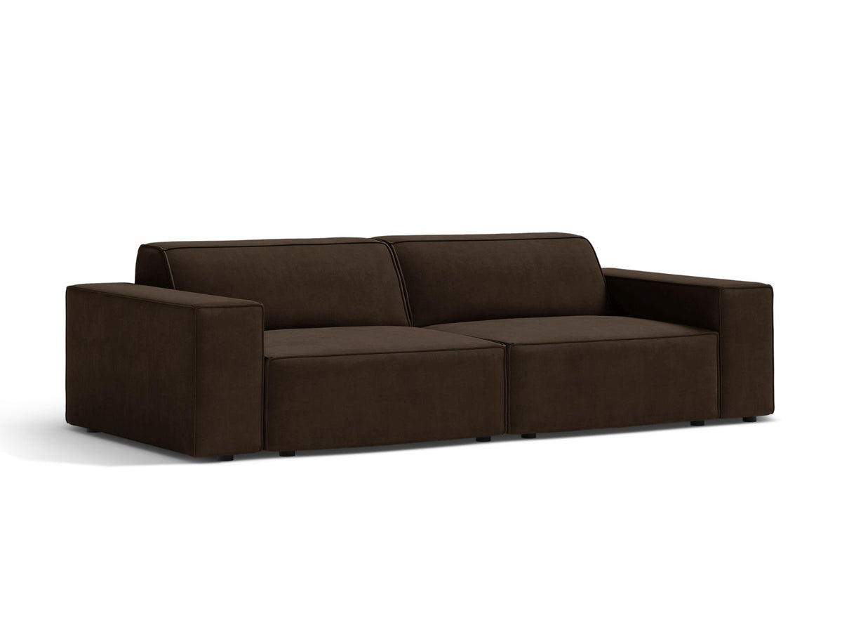 Jodie Velour modulares Sofa 3 Sitzer in Dark Brown-Bluvel präsentiert im Onlineshop von KAQTU Design AG. 3er Sofa ist von Micadoni