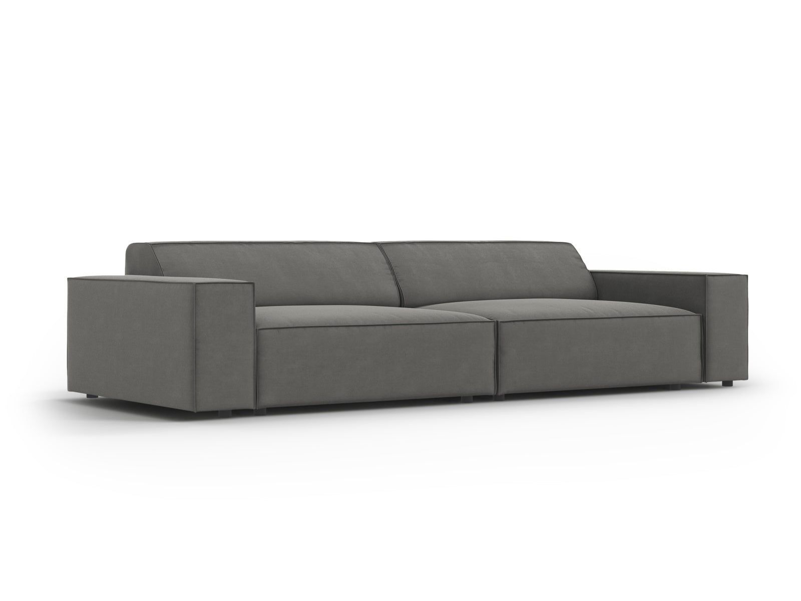 Modulares 3-Sitzer Sofa Jodie Velour in edlem Grau, perfekt für moderne Wohnkonzepte und entspannte Stunden mit Freunden.