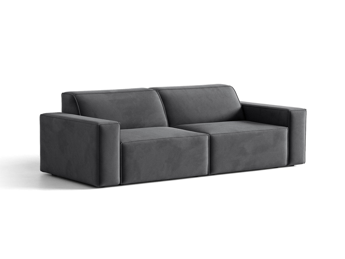 Jodie Velour modulares Sofa 3 Sitzer in Grey-Bluvel präsentiert im Onlineshop von KAQTU Design AG. 3er Sofa ist von Micadoni