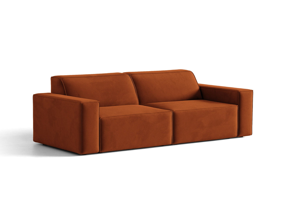 Jodie Velour modulares Sofa 3 Sitzer in Terracotta-Bluvel präsentiert im Onlineshop von KAQTU Design AG. 3er Sofa ist von Micadoni