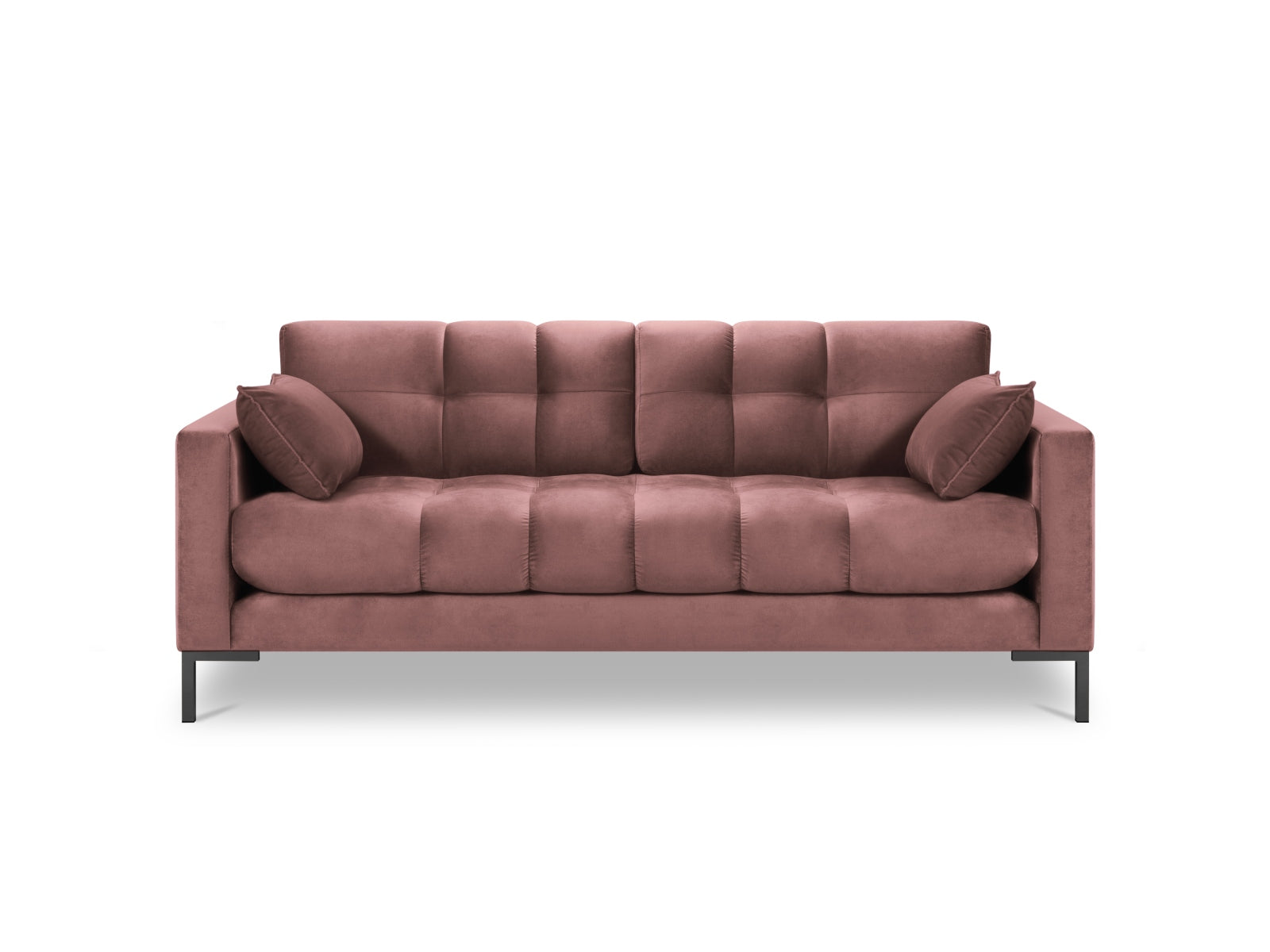 Stylisches 3-Sitzer Sofa Mamaia aus Velours in ansprechendem Pink und Schwarz, perfekt für ein modernes Ambiente und gemütliche Stunden.