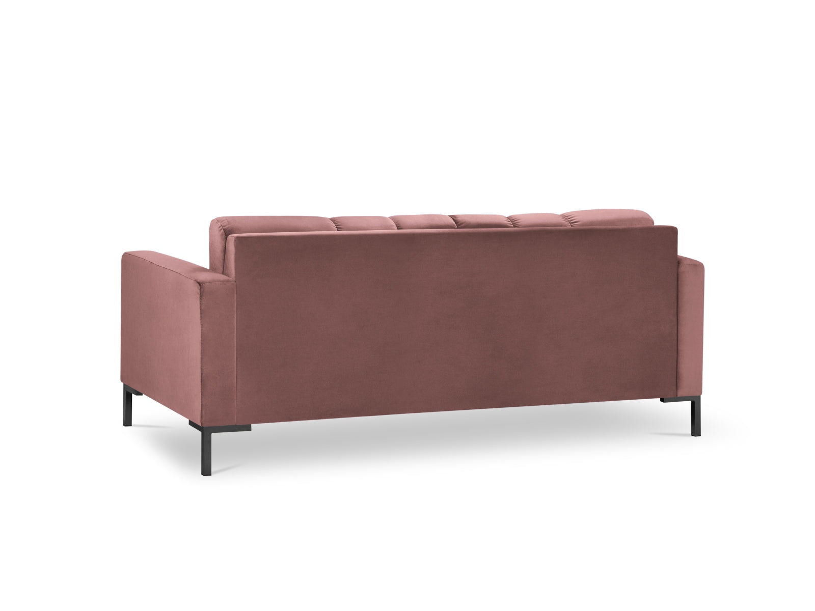 Elegantes 3-Sitzer Sofa Mamaia in luxuriösem Velours, kombiniert sanftes Pink mit edlem Schwarz für stilvolle Wohnräume.