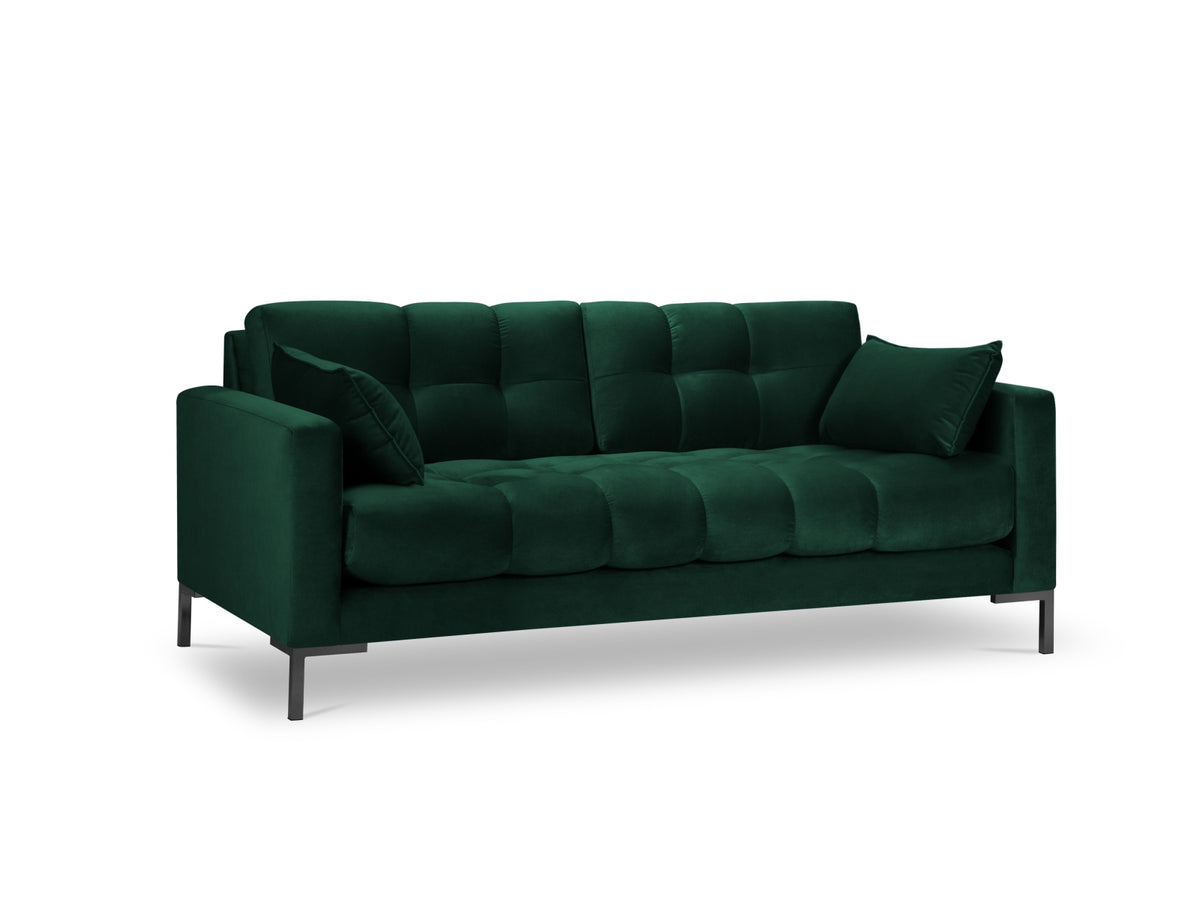 Mamaia Velour Sofa 3 Sitzer in Bottle Green/Schwarz-Bluvel präsentiert im Onlineshop von KAQTU Design AG. 3er Sofa ist von Micadoni