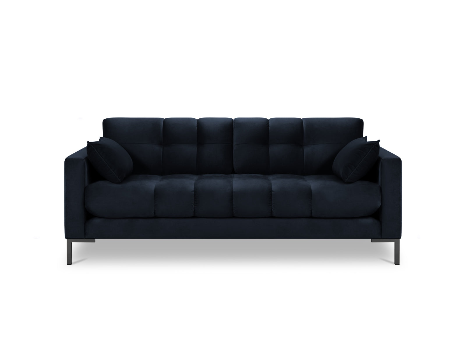Stilvolles 3-Sitzer Sofa Mamaia aus Velours in edlem Dunkelblau, ideal für moderne Wohnkonzepte und gemütliche Stunden.