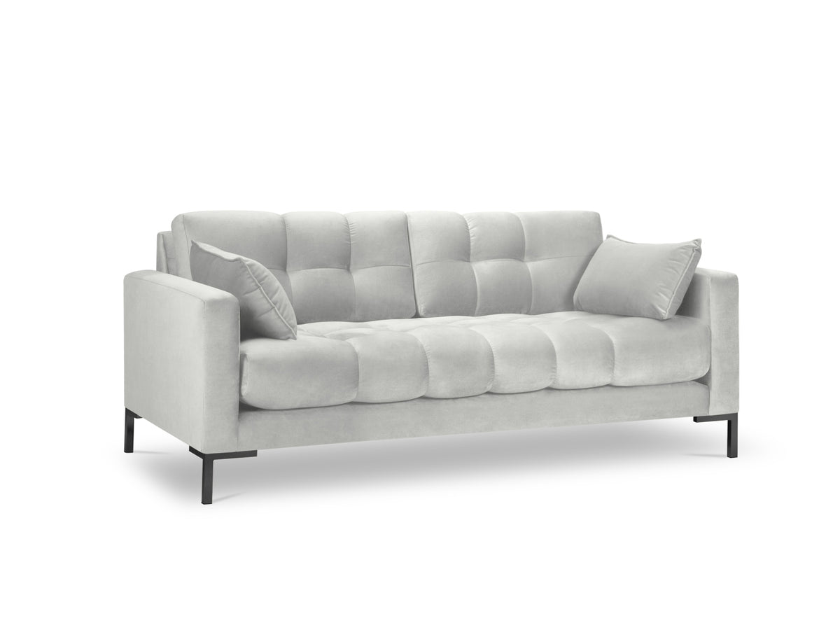Mamaia Velour Sofa 3 Sitzer in Silver/Schwarz-Bluvel präsentiert im Onlineshop von KAQTU Design AG. 3er Sofa ist von Micadoni