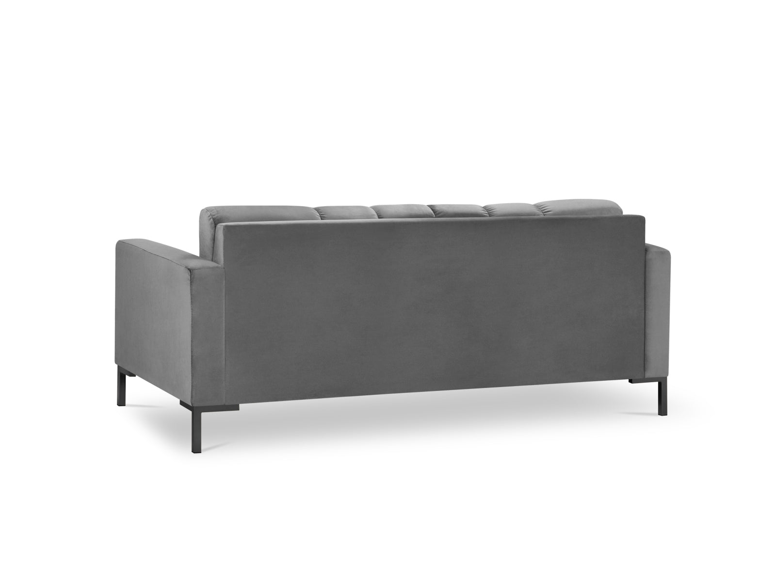 Elegantes 3-Sitzer Sofa Mamaia in grauem Velours mit schwarzem Bluvel, ideal für stilvolle Wohnräume und entspannte Stunden.