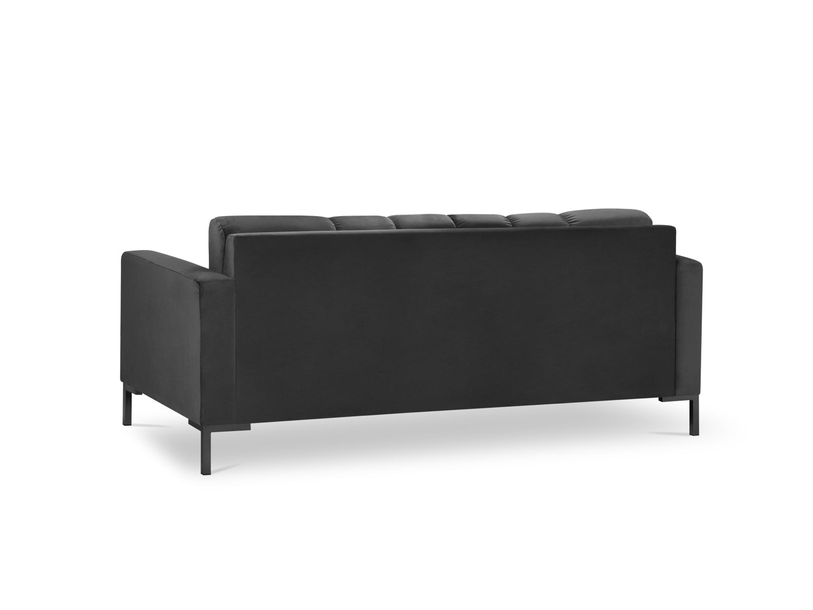 Elegantes 3-Sitzer Sofa Mamaia aus weichem Velours in dunklem Grau, ideal für stilvolle Wohnräume und gemütliche Abende.