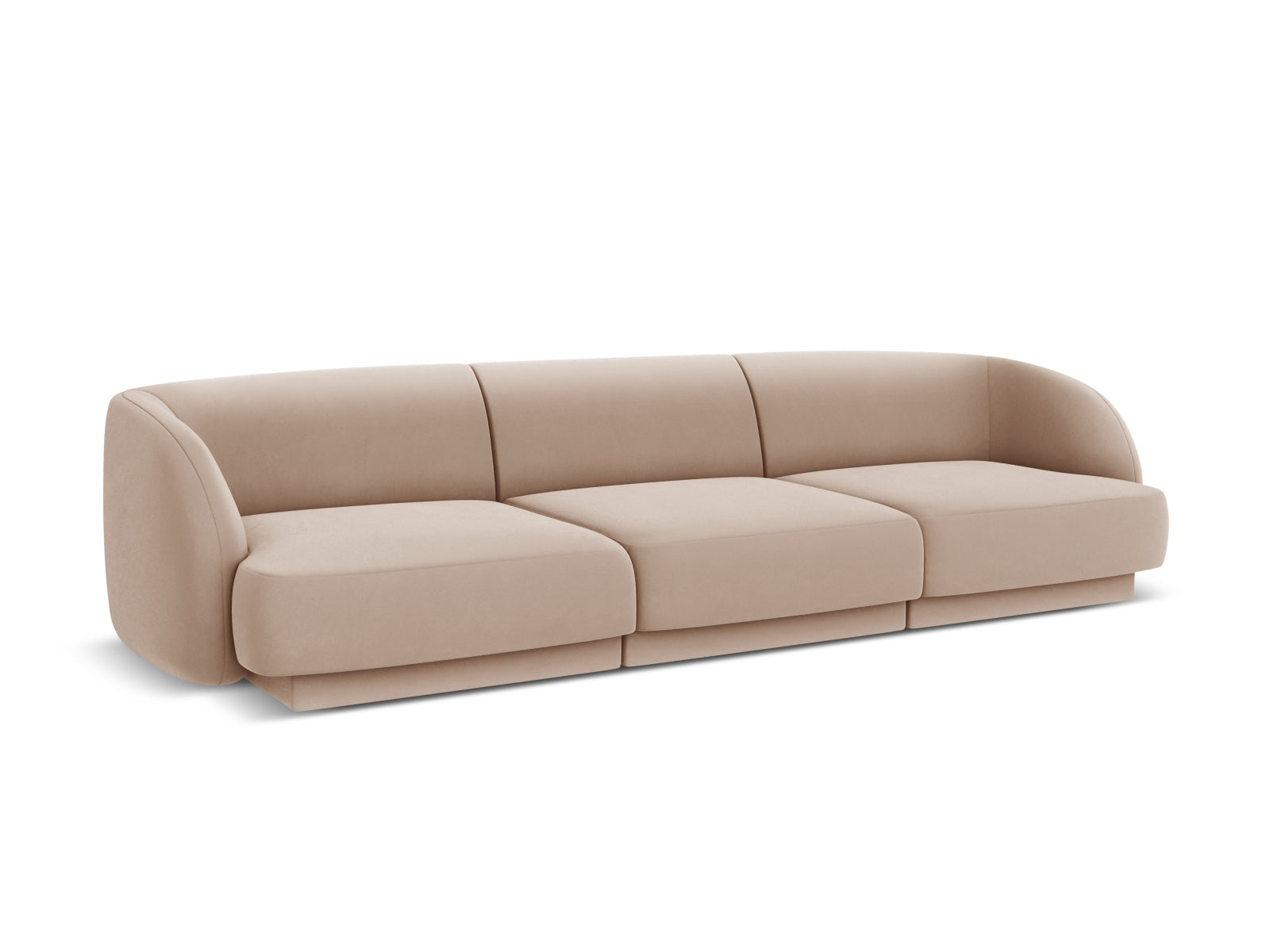 Luxuriöses 3-Sitzer-Sofa Miley aus Velours in warmem Cappuccino, perfekt für moderne und gemütliche Wohnambiente.