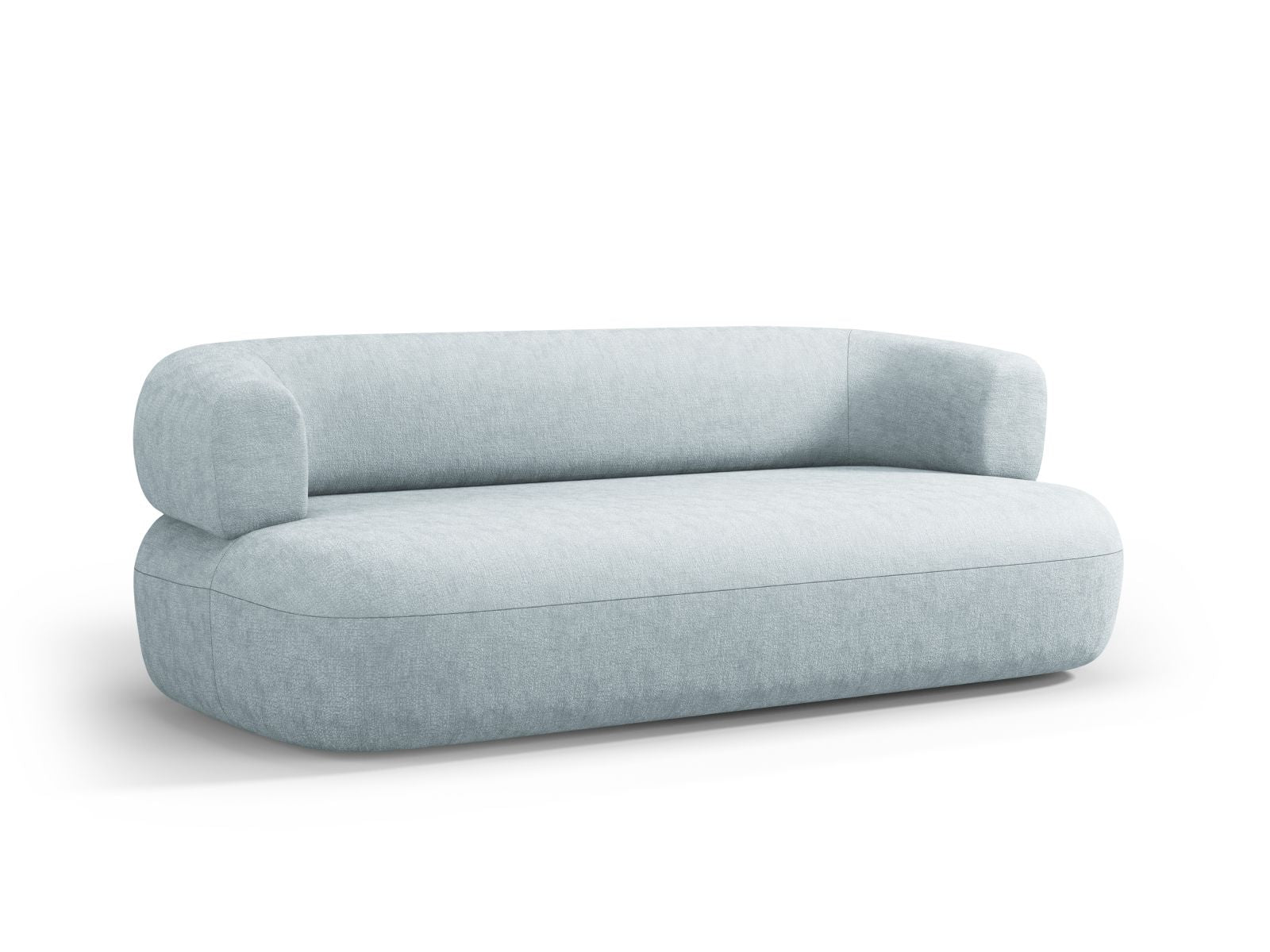 Elegantes 3-Sitzer Sofa Jenny in sanftem Hellblau, ideal für stilvolle Wohnräume und entspannte Abende mit Freunden.