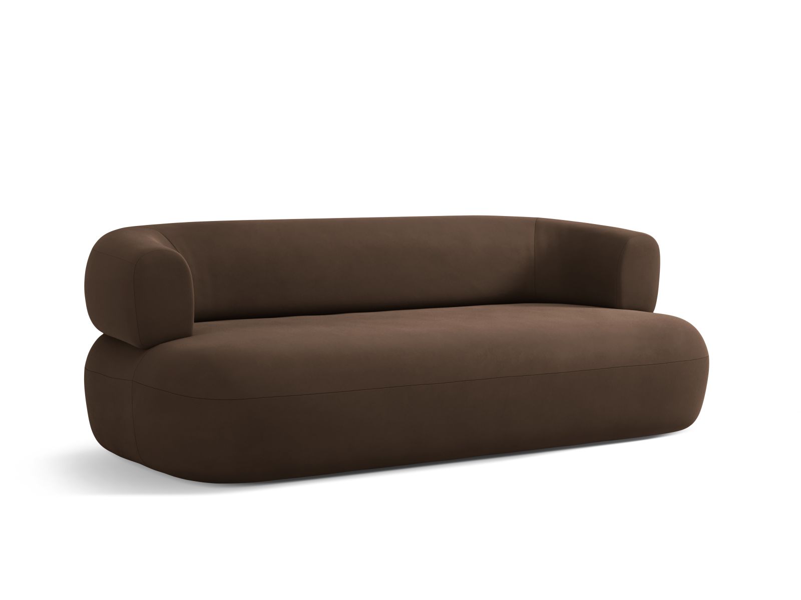 Modernes 3-Sitzer Sofa Jenny in luxuriösem Chocolate-Salvador, perfekt für gemütliche und stilvolle Wohnzimmergestaltung.