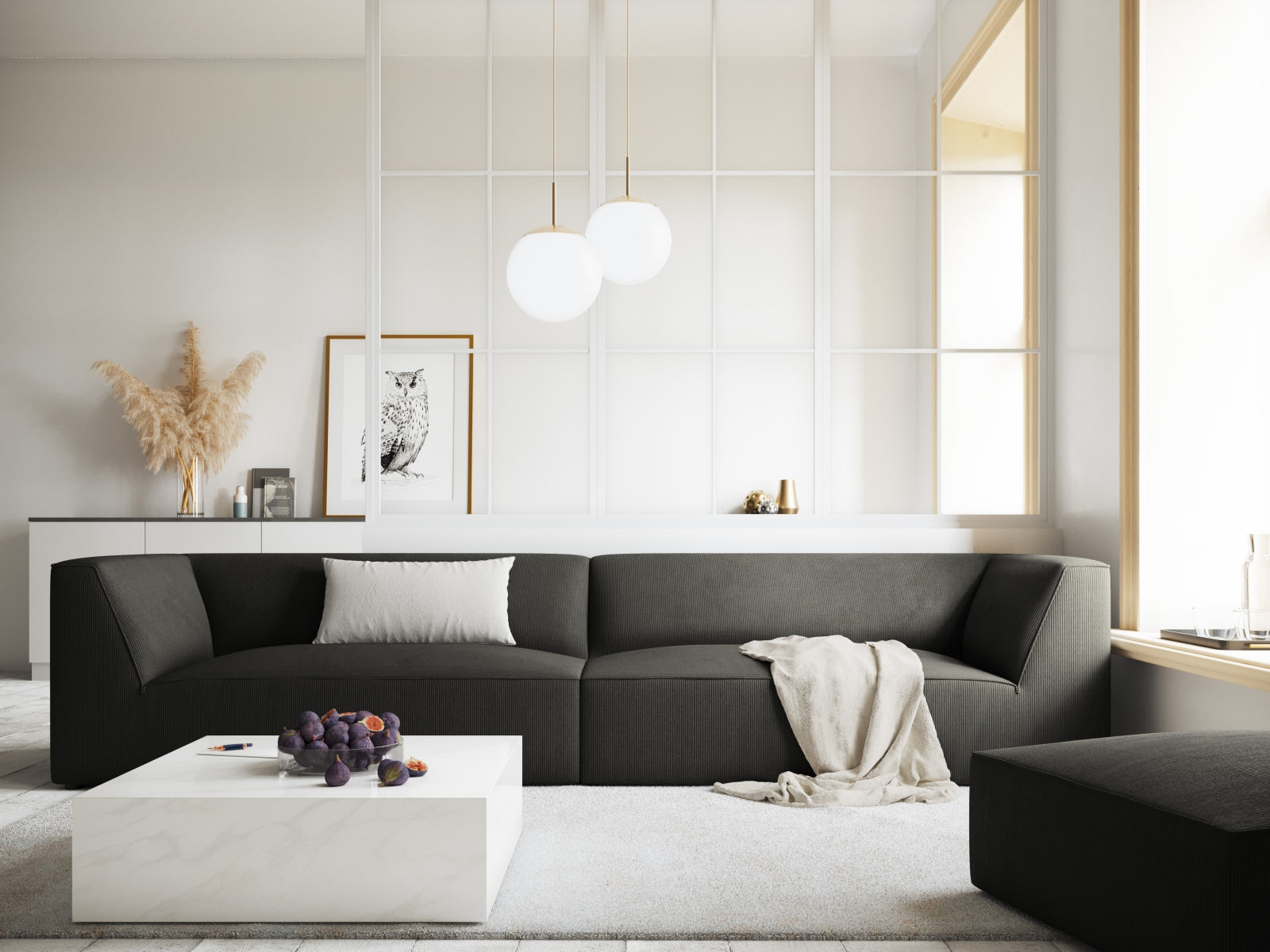 Elegantes Ruby Sofa in Dunkelgrau, 4-Sitzer von Micadoni, ideal für stilvolle Wohnräume und gemütliche Abende.