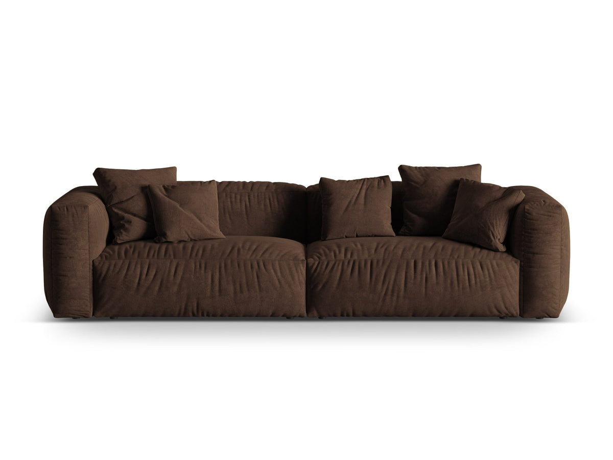 Modulares 4-Sitzer Sofa Martina von Micadoni, Bezug in Anthracite-Monet Bouclé-Stoff, gerade Form mit schwarzen Kunststoffbeinen.
