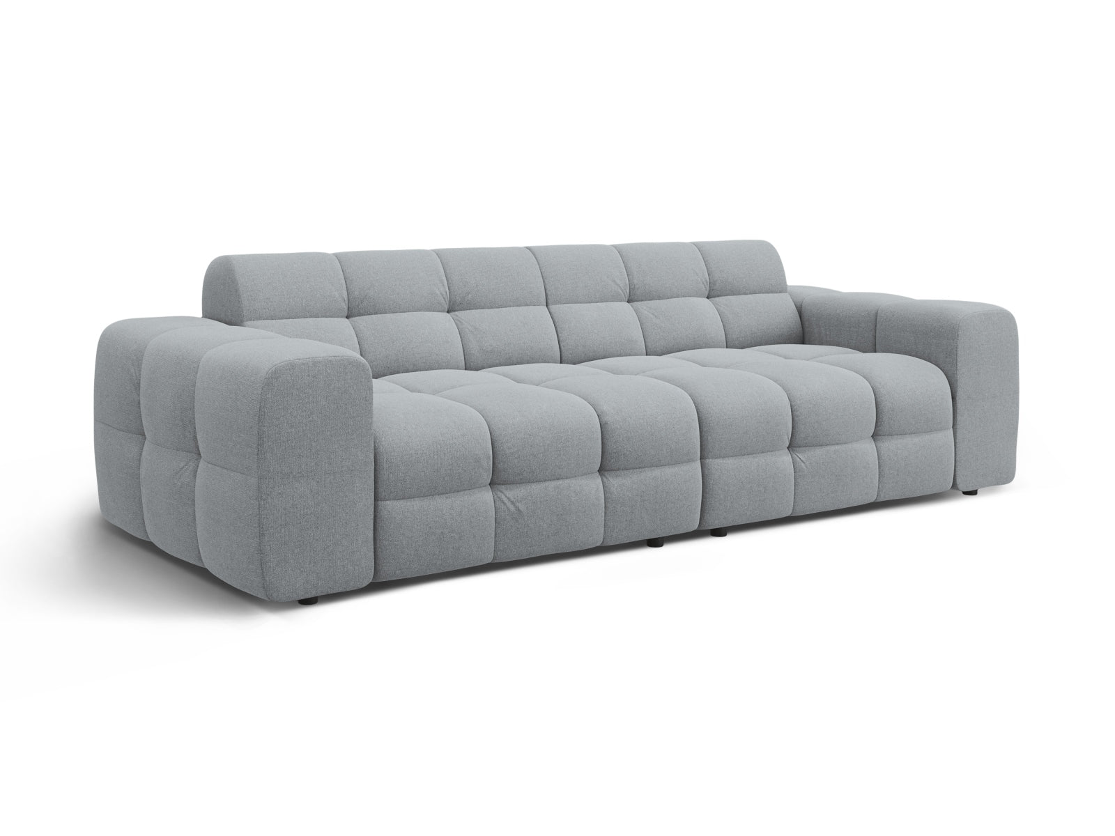Modernes Kendal 4-Sitzer Sofa in edlem Platinum-Ottawa, perfekt für stilvolle Wohnzimmer und entspannte Stunden mit Freunden.