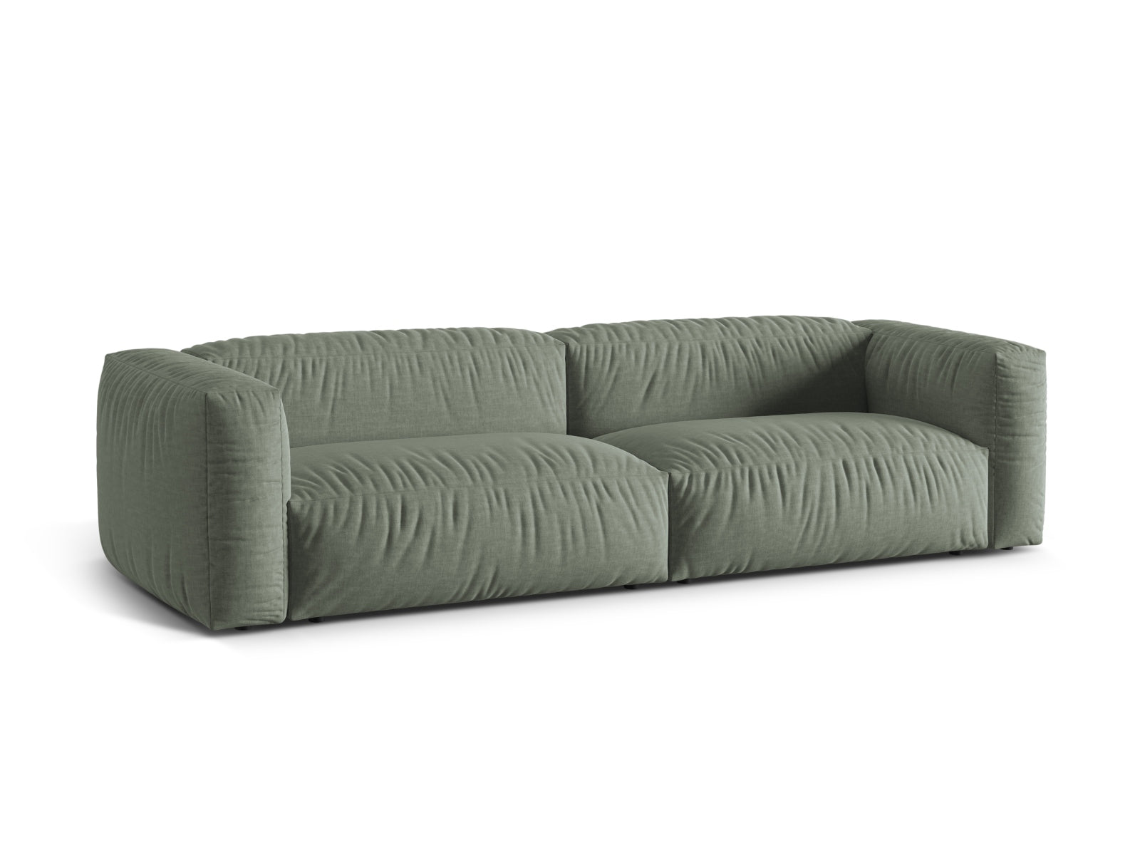 Elegantes Martina Modulares Sofa 4 Sitzer in einem stilvollen Moosgrün, ideal für moderne Wohnräume und gemütliche Abende.