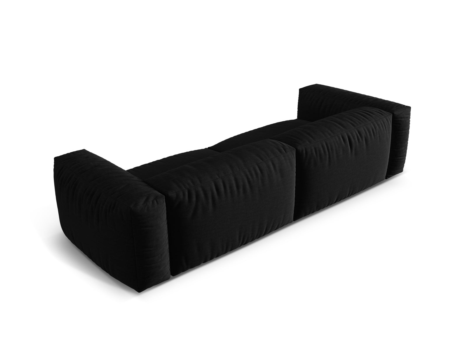 Stylisches Martina 4-Sitzer Sofa in Schwarz-Boston, perfekt für zeitgemäße Wohnkonzepte. Flexibles, modulares Design von Micadoni für individuelle Einrichtung.