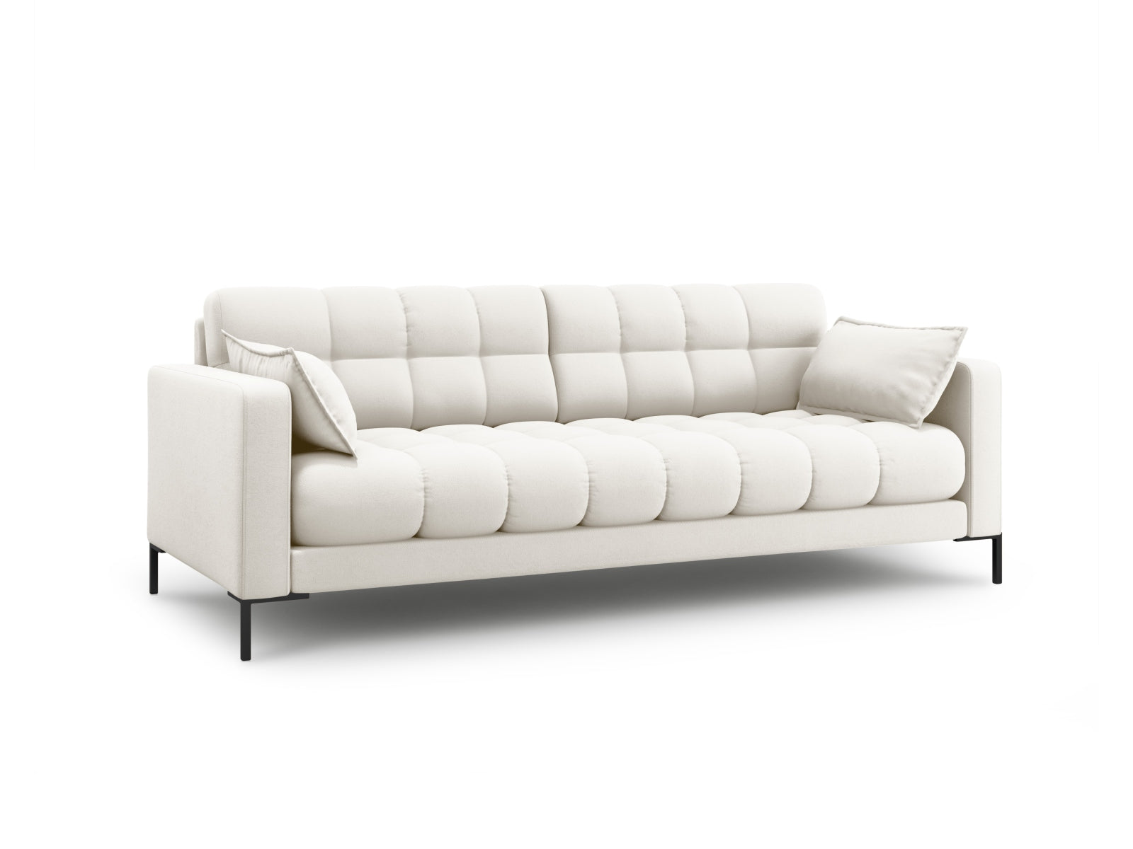 Elegantes Mamaia 4-Sitzer Sofa in sanftem Beige und stilvollem Schwarz, ideal für moderne Wohnräume, erhältlich bei KAQTU Design AG.