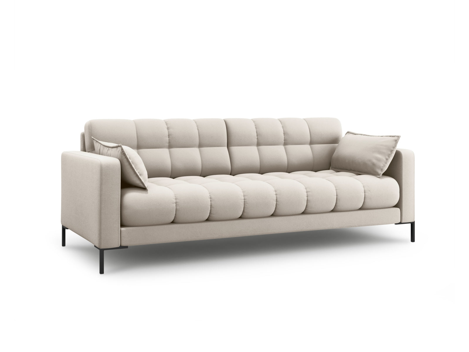 Elegantes Mamaia 4-Sitzer Sofa in stilvollem Beige und Schwarz, ideal für moderne Wohnräume. Hochwertige Verarbeitung von Micadoni.
