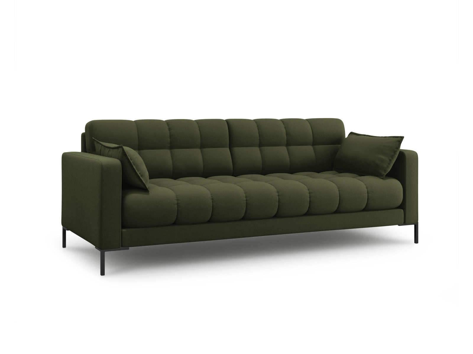 Elegantes Mamaia 4-Sitzer Sofa in stilvollem Grün und Schwarz, ideal für moderne Wohnräume, erhältlich bei KAQTU Design AG.