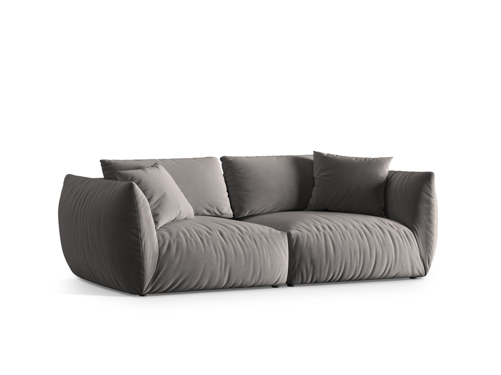 Elegantes Chris Velour Modular Sofa für 4 Personen in stilvollem Grau, ideal für moderne Wohnräume und gemütliche Abende.