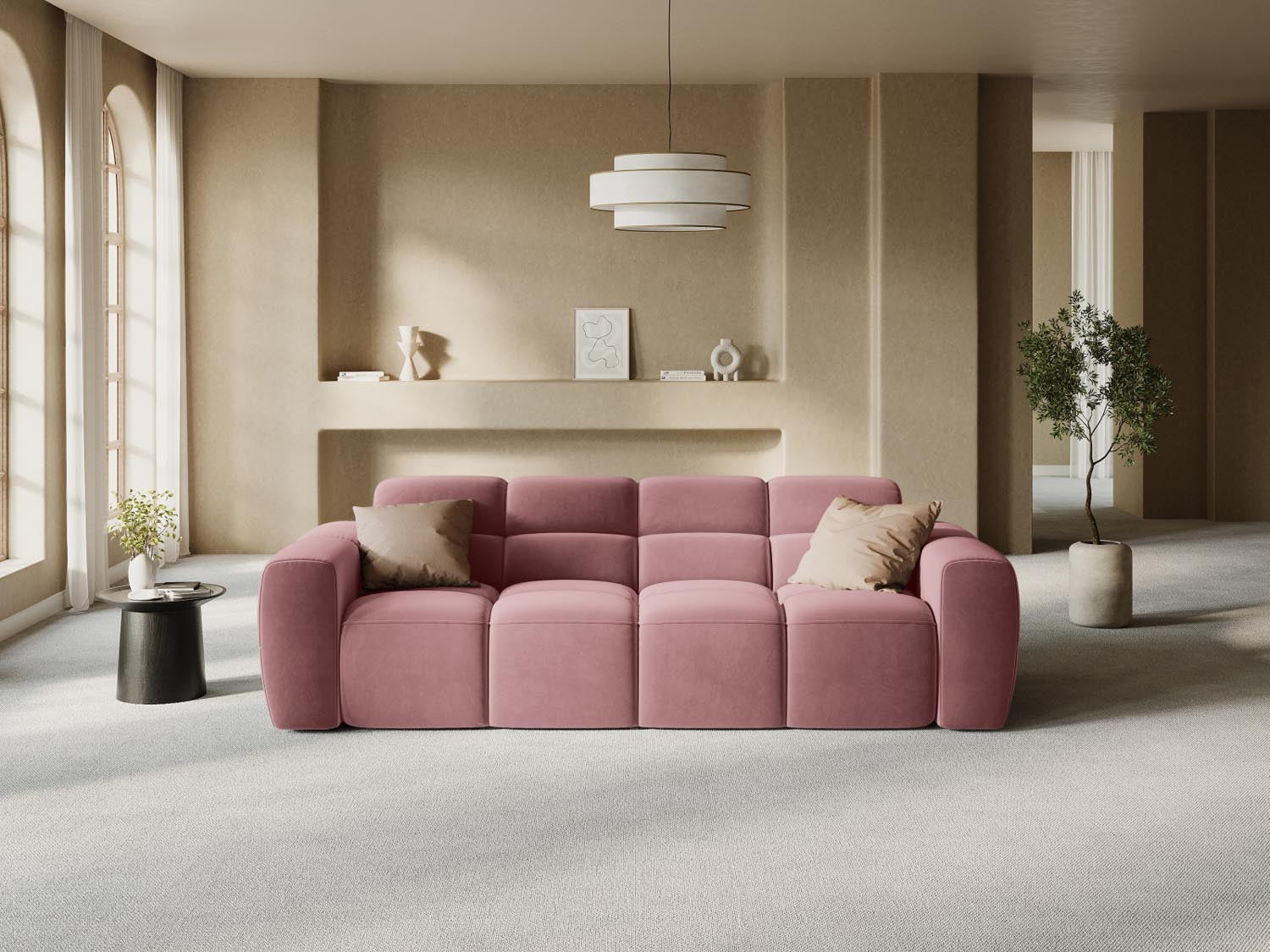 Entdecken Sie das stilvolle Lisa Velour Sofa 4 Sitzer von Micadoni. Ideal für Ihr modernes Wohnzimmer, bietet es höchsten Komfort und elegantes Design.