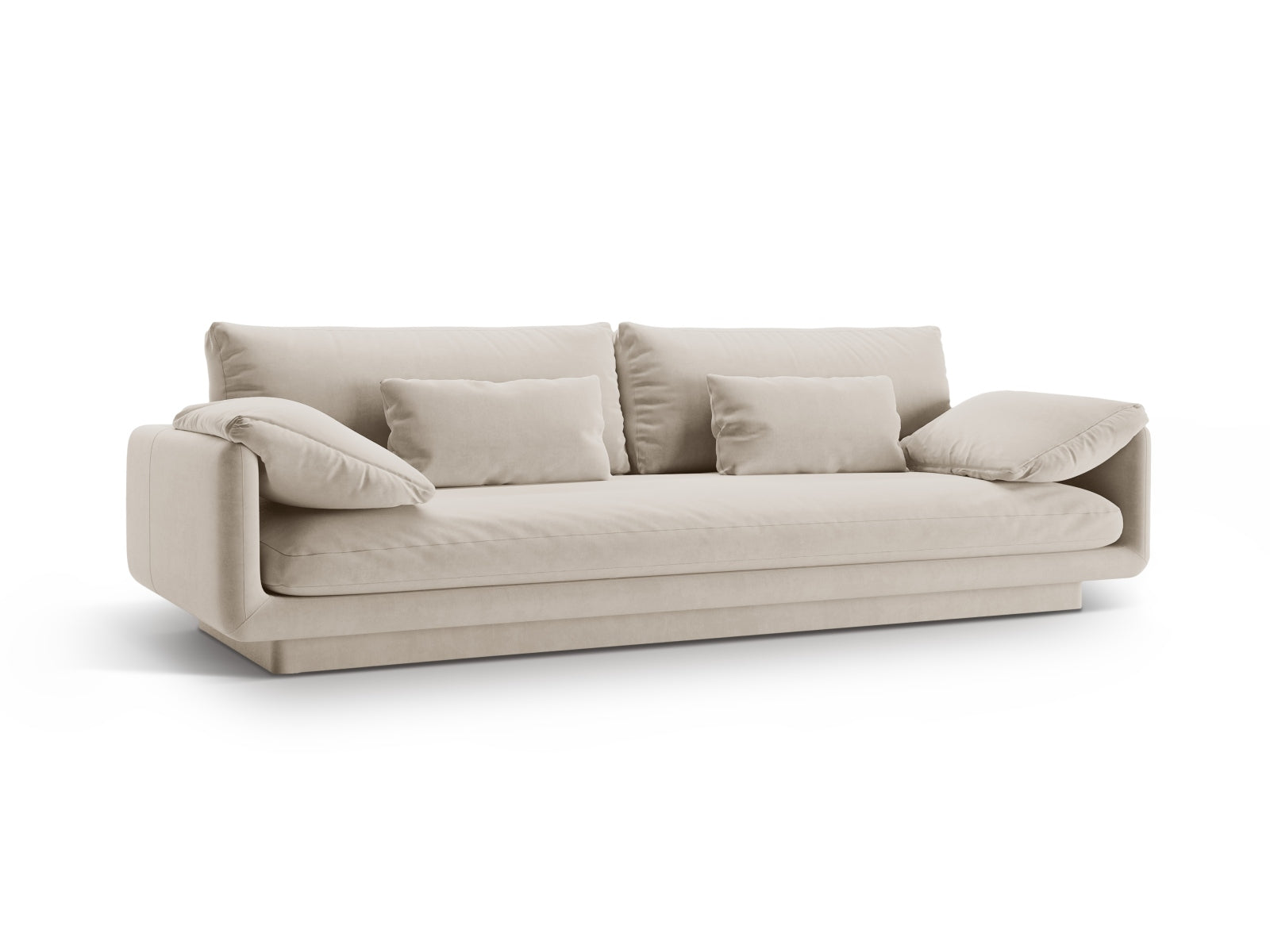 Elegantes Torino Velour Sofa für 4 Personen in Ecru-Casino, stilvoll und komfortabel, ideal für jedes Wohnzimmer.