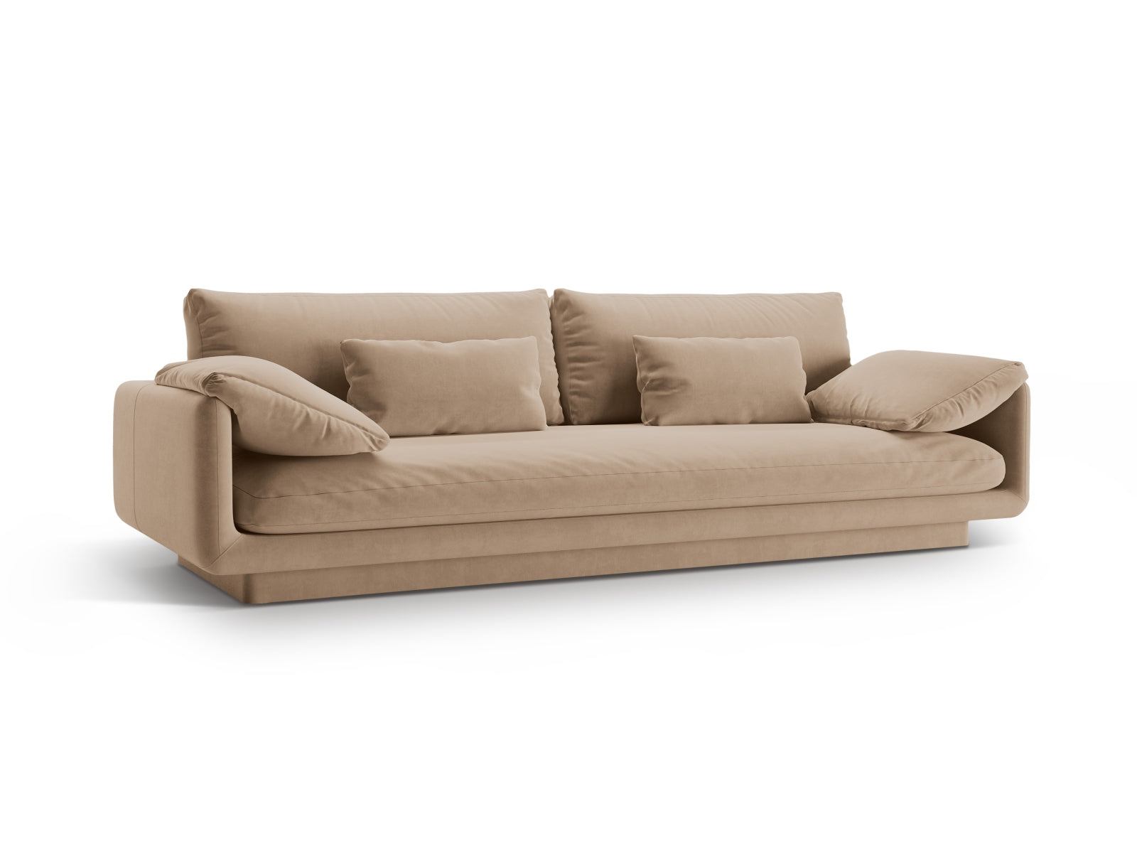 Elegantes Torino Velour Sofa für 4 Personen in Sand-Casino, stilvoll und komfortabel, ideal für jedes Wohnzimmer.
