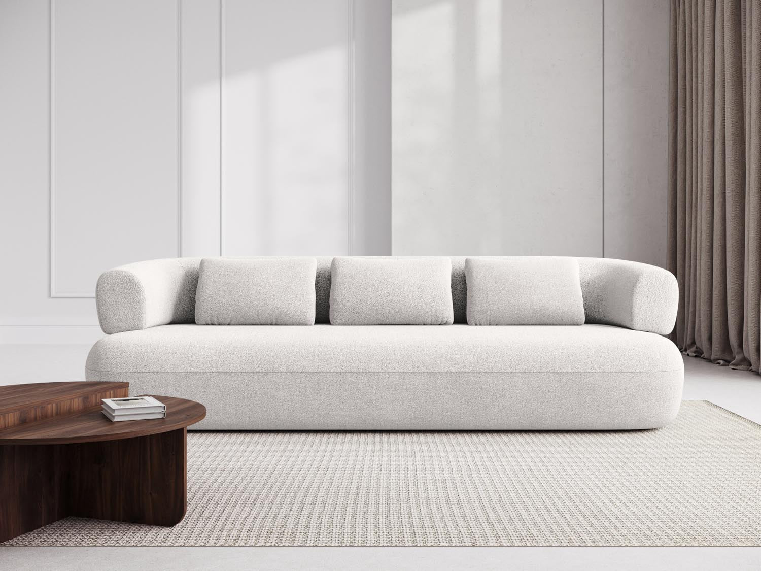 Elegantes Jenny Boucle Sofa für 4 Personen in Ivory, stilvoll und modern, ideal für jedes Wohnzimmer. Hochwertige Verarbeitung von Micadoni.
