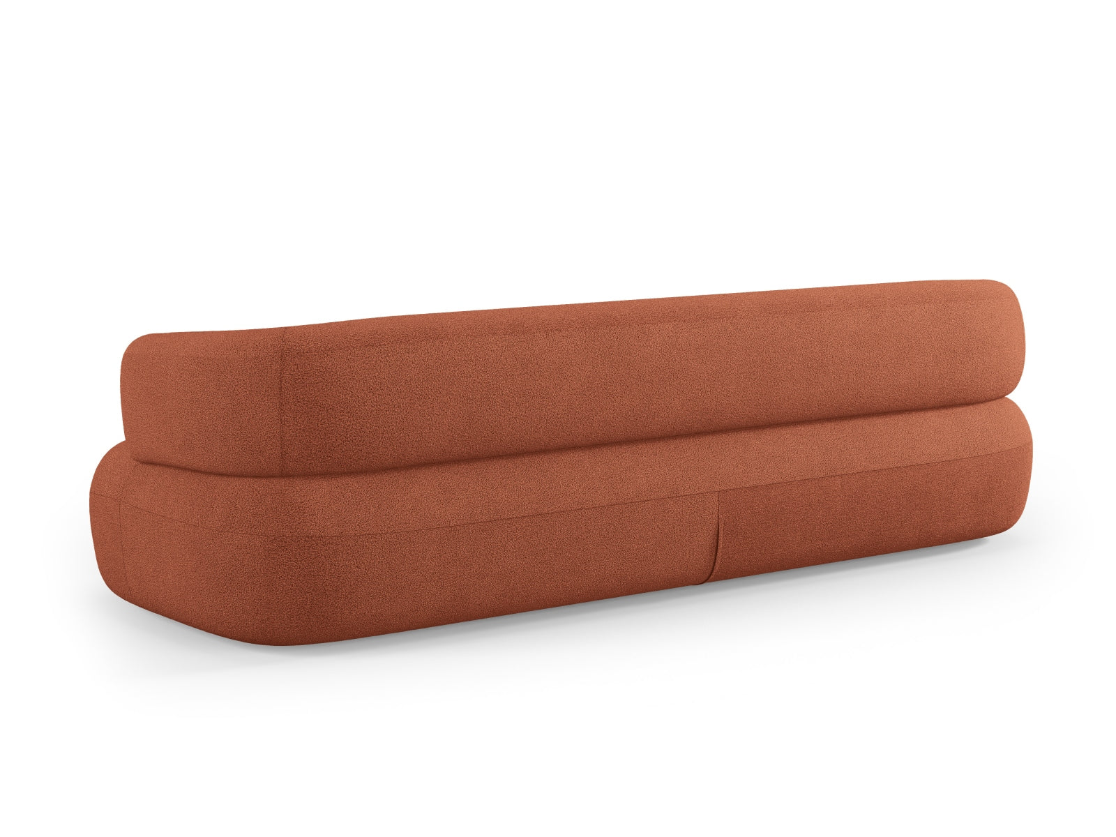 Elegantes 4-Sitzer Sofa Jenny in Boucle-Optik, Ziegelrot, ideal für moderne Wohnzimmer und entspannte Zusammenkünfte.