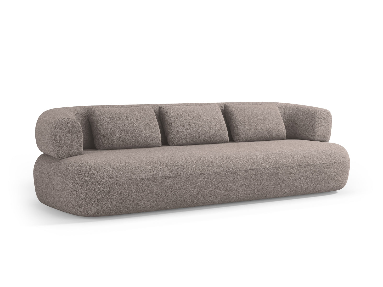 Gemütliches 4-Sitzer Jenny Boucle Sofa in warmem Braun, perfekt für moderne Wohnzimmer. Hochwertige Materialien und stilvolles Design von Micadoni.
