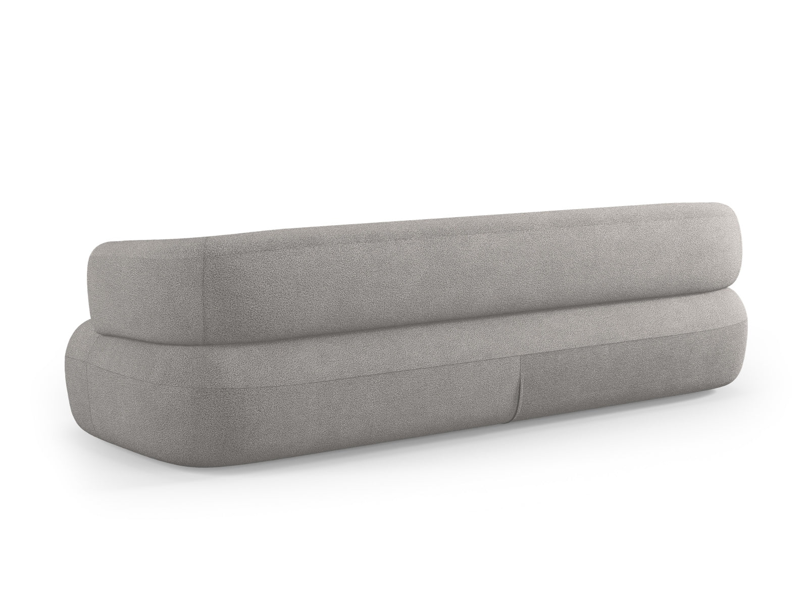 Elegantes Jenny Boucle Sofa für 4 Personen in sanftem Grau, ideal für gemütliche Abende und geschmackvolle Wohnräume.