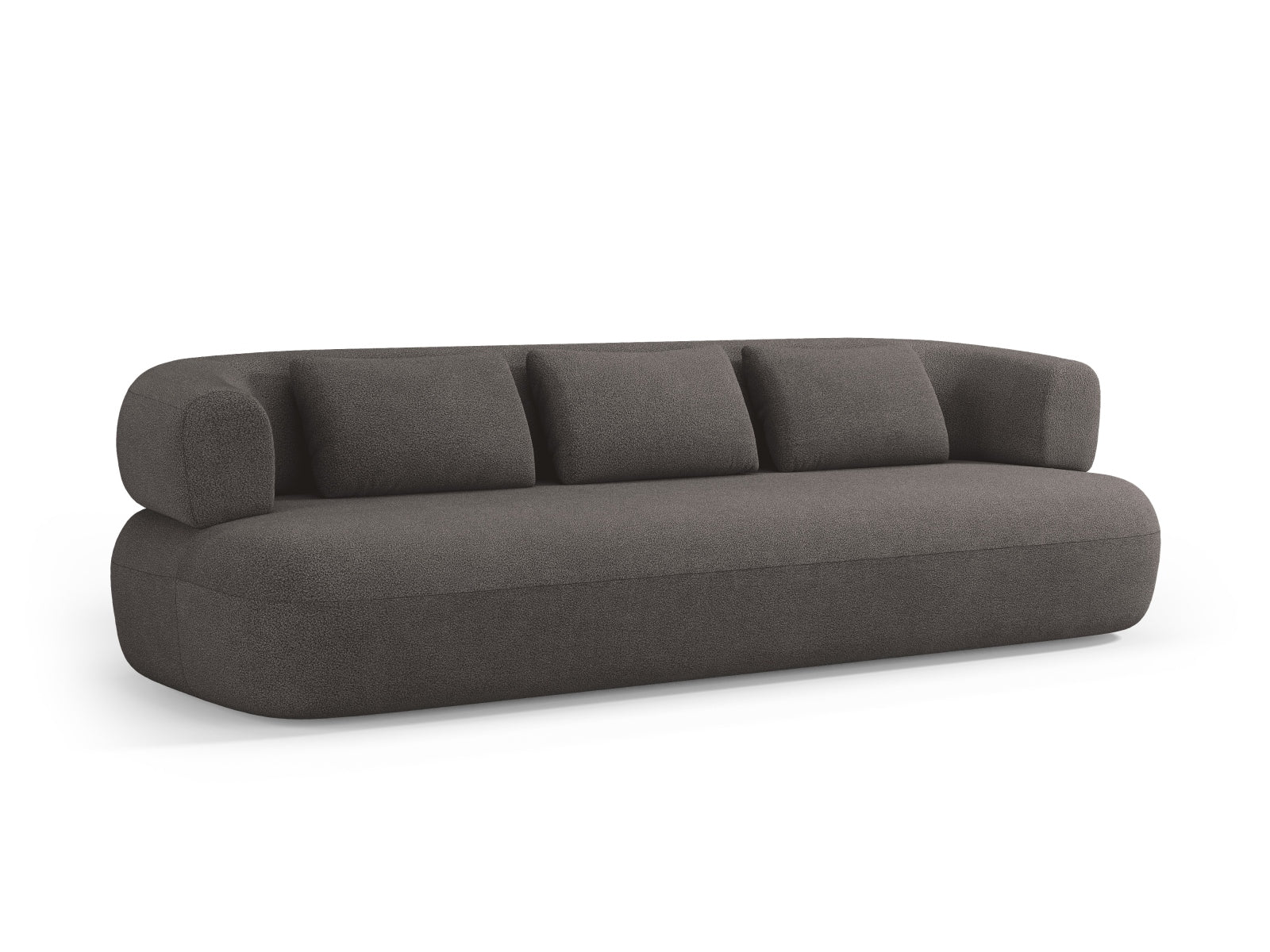 Stilvolles 4-Sitzer Jenny Boucle Sofa von Micadoni in elegantem Grau, perfekt für entspannte Stunden und modernes Wohndesign.