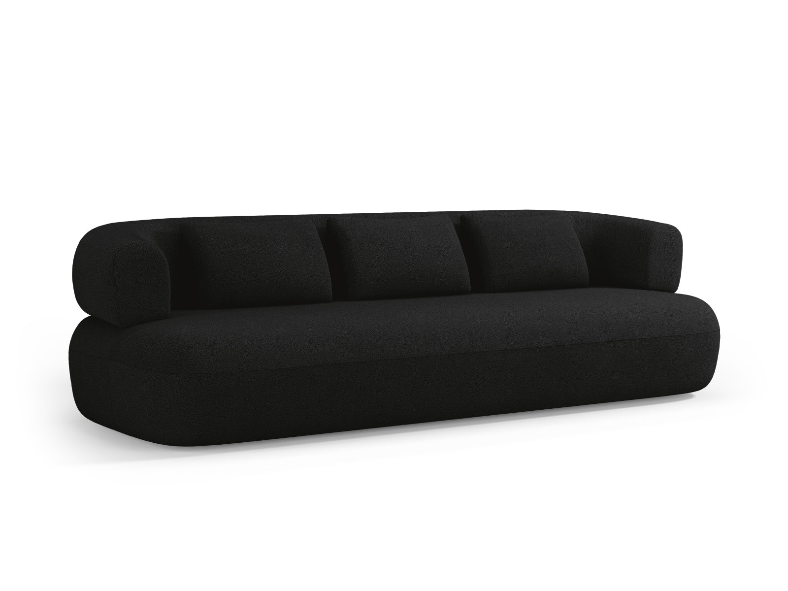 Stilvolles 4-Sitzer Jenny Boucle Sofa von Micadoni in elegantem Schwarz, perfekt für entspannte Stunden und modernes Wohndesign.