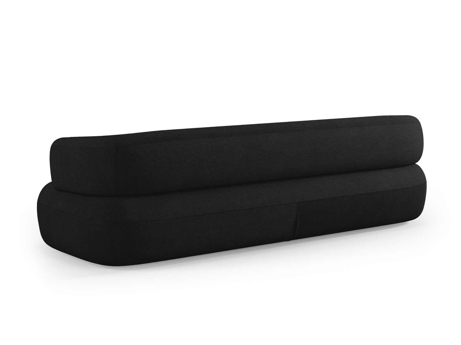 Elegantes Jenny Boucle Sofa für 4 Personen von Micadoni in zeitlosem Schwarz, ideal für stilvolle Wohnräume und gemütliche Abende.