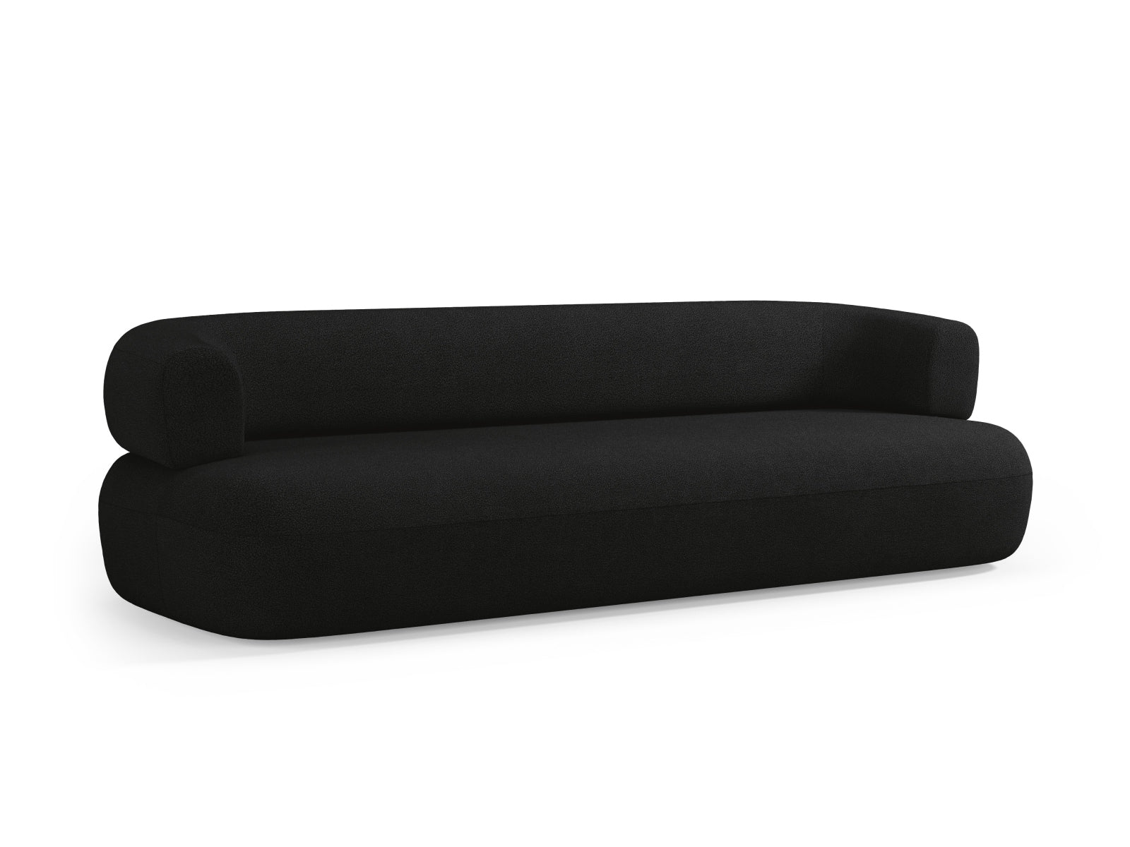 Modernes 4-Sitzer Jenny Boucle Sofa von Micadoni in edlem Schwarz, perfekt für entspannte Stunden und stilvolle Einrichtung.